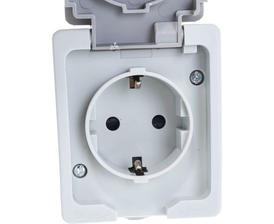 Розетка UNIVersal Аллегро с/з, з/ш, с крышкой IP54, серая 1282 – изображение 2