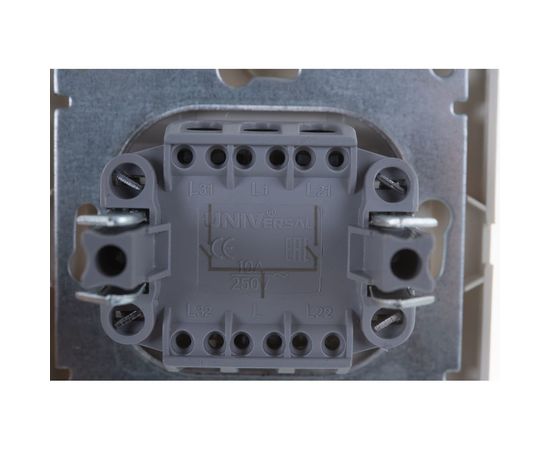 Выключатель с подсветкой, 2 клавиши UNIVersal Севиль слоновая кость ivory Б-С0123 – изображение 3