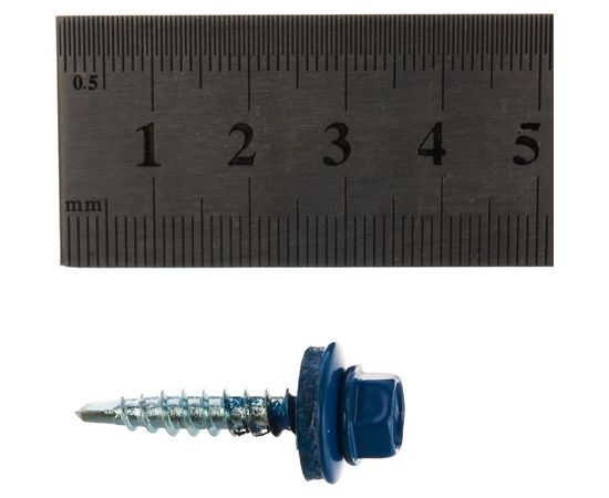 Кровельный саморез Tech-Krep КР сверло 4,8х28 RAL-5010 синий 60 шт, коробка с окном 124644 – изображение 3