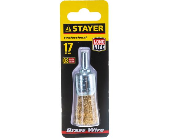 Щетка MASTER кистевая для дрели витая стальная проволока 0.3 мм 17 мм STAYER 35113-17 – изображение 3