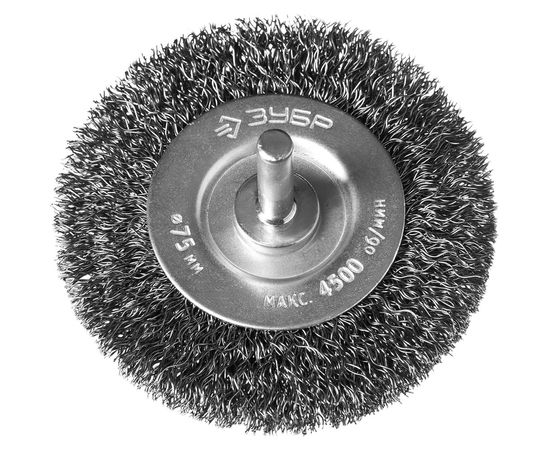 Щетка дисковая ПРОФЕССИОНАЛ (75 мм; 0.3 мм; витая стальная проволока) для дрели ЗУБР 35198-075_z02 