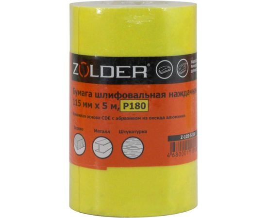 Бумага шлифовальная наждачная (5 м; 115 мм; Р180) ZOLDER Z-105-5-180 