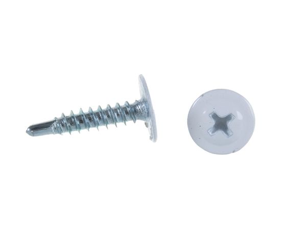 Саморезы с пресс-шайбой Госкреп со сверлом 4,2х19мм белые RAL9003 30 шт., подвес 1-0017470 