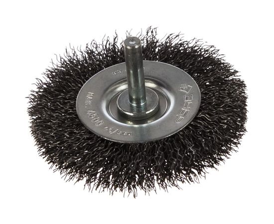 Щетка дисковая ПРОФЕССИОНАЛ (75 мм; 0.3 мм; витая стальная проволока) для дрели ЗУБР 35198-075_z02 – изображение 3