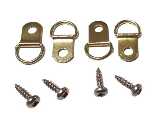 Петля-подвес ЕВРОПАРТНЕР D-кольцо для картины, фоторамки, латунированная сталь 4 шт. 16 0323 1 – изображение 3