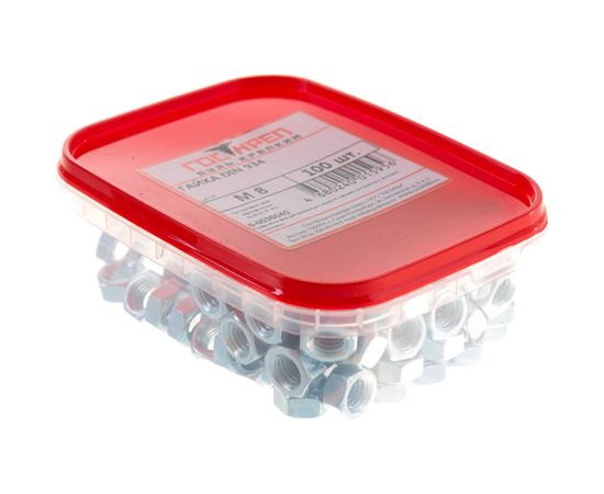 Гайка Госкреп DIN934, М8, 100 шт., пластикой контейнер, 280 мл 6-0036040 – изображение 5