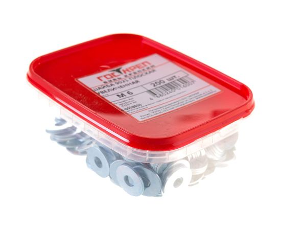 Шайба Госкреп DIN9021, плоская, увеличенная, М6, 200 шт., пластиковый контейнер, 280 мл 6-0038650 – изображение 2