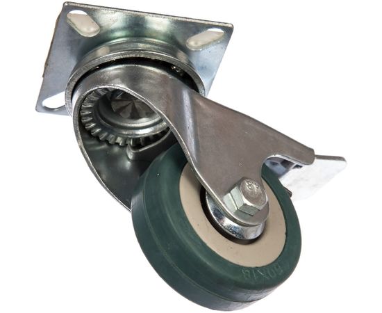 Колесо поворотное с тормозом (50 мм; г/п 35 кг; резина/полипропилен) ЗУБР 30956-50-B 