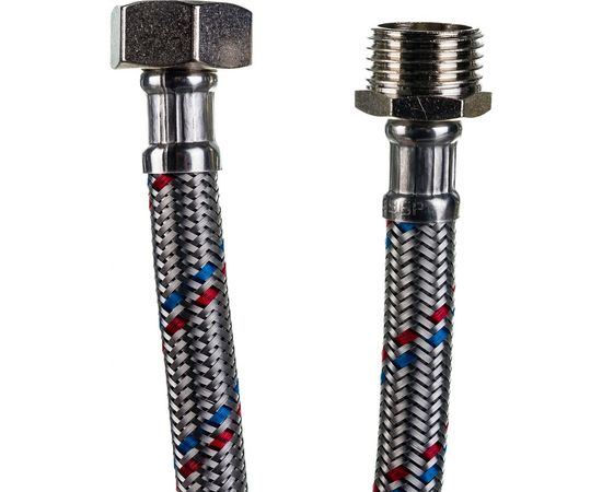 Подводка гибкая (0.8 м; 1/2"; гайка-штуцер) для воды Зубр 51005-G/S-080 – изображение 2