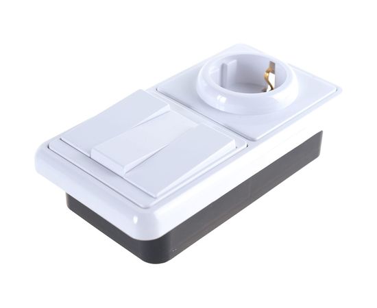 Комбинированный блок Кунцево-Электро БЭЛЛА скрытая установка выключатель+розетка БКВР-033 5843 – изображение 3