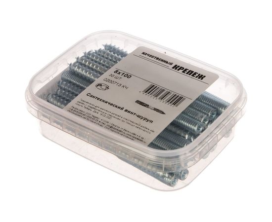 Сантехнический винт-шуруп Качественный КРЕПЕЖ 8х100 30 шт 0200713 КЧ – изображение 3