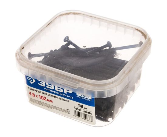 Саморезы СГМ гипсокартон-металл ЗУБР, 102 х 4.8 мм, 90 шт, фосфатированные, 300011-48-102 – изображение 2