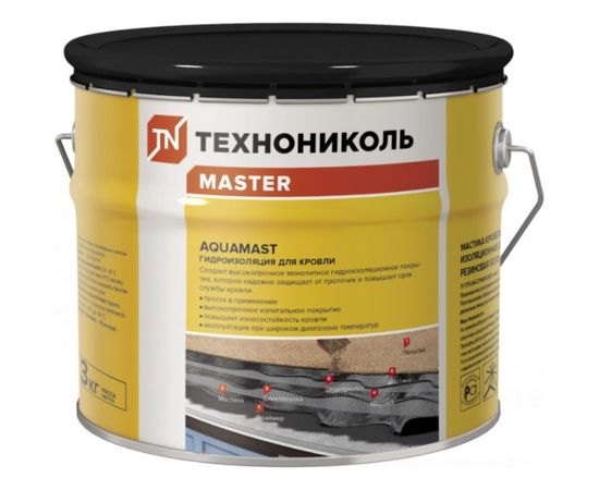 Битумно-резиновая мастика Технониколь AquaMast, ведро 3 кг TN420918 