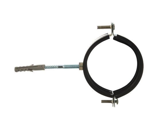 Металлический сантехнический хомут для труб со шпилькой и шурупом СВК 87-90, 3 дюйма, гайка М8 SVK-F080М8 