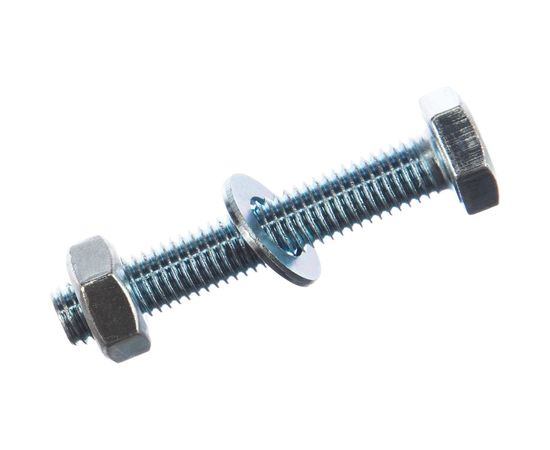 Болт Tech-Krep DIN933 с шестигранной головкой, оцинкованный М10х60 + гайка + шайба 2 шт - пакет 114056 