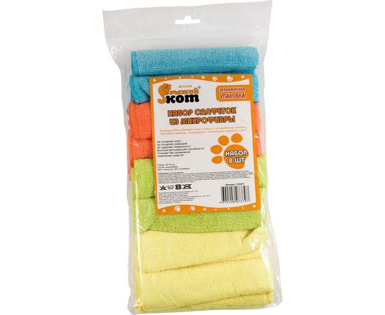 Набор салфеток из микрофибры Рыжий кот MFS-05/8 8 шт. 310271 