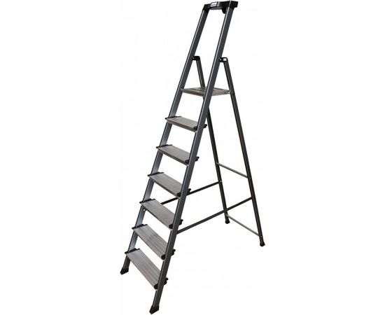 Стремянка, анодированные боковины Krause MONTO SECURO, 7 ступеней 126450 