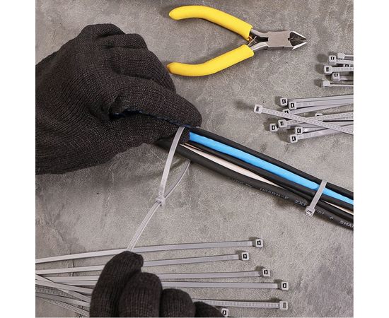 Кабельная нейлоновая хомут-стяжка REXANT 250x3,6 мм, серая, упаковка 100 шт. 07-0250-3 – изображение 4