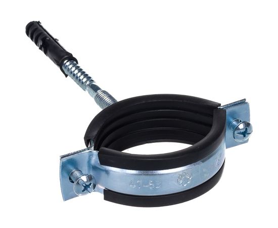 Металлический сантехнический хомут со шпилькой и дюбелем СВК 47-52, 1 1/2 дюйма, гайка М8 SVK-F040М8 – изображение 2