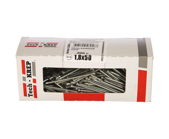 Финишный оцинкованный гвоздь Tech-Krep 1.8х50, 300г (примерно 291 шт.) , коробка 104846 – изображение 2