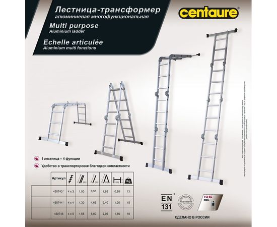 Шарнирная лестница-трансформер Centaure 4х5 450745 – изображение 9