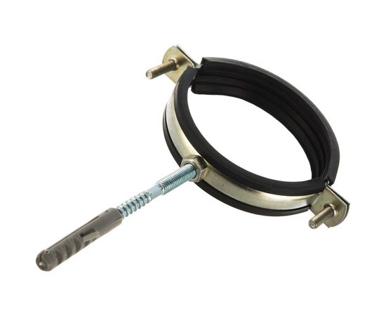 Металлический сантехнический хомут для труб со шпилькой и шурупом СВК 87-90, 3 дюйма, гайка М8 SVK-F080М8 – изображение 3