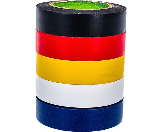 Набор изолент СИБРТЕХ ПВХ цветных 15мм х 10м, 5 шт.130 мкм 88799 – изображение 2