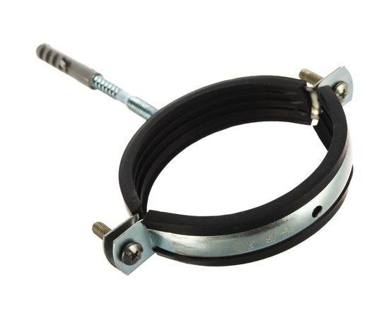 Металлический сантехнический хомут для труб со шпилькой и шурупом СВК 87-90, 3 дюйма, гайка М8 SVK-F080М8 – изображение 2