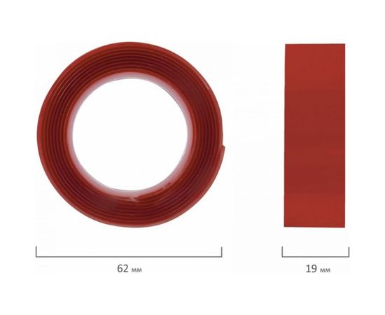 Монтажная прозрачная суперпрочная двусторонняя лента BRAUBERG 19 мм х 1,5 м, акриловая, 1 мм 606423 – изображение 2