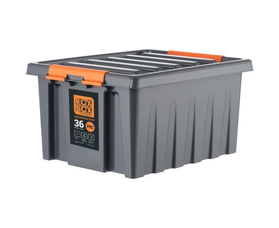 Ящик Rox Box п/п, 500x390x250 мм, с крышкой и клипсами, PRO, цв. антрацит 25340 