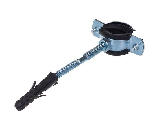 Металлический сантехнический хомут со шпилькой и дюбелем СВК 25-29, 3/4 дюйма, гайка М8 SVK-F020М8 