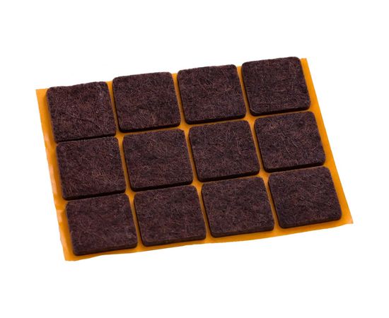 Подкладка ЕВРОПАРТНЕР фетр, корич. 20х20 мм 12шт. 6 9189 2 