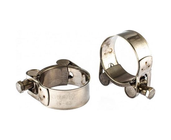 Металлические хомуты СИБРТЕХ, силовые, 40-43мм, ширина 20мм, шарнирный, W4, 2шт 475253 