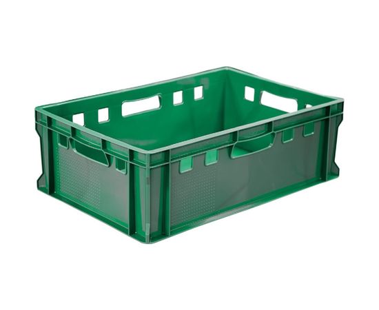 Ящик Тара.ру п/э мясной 600x400x200 сплошной Е2 зеленый 20314 
