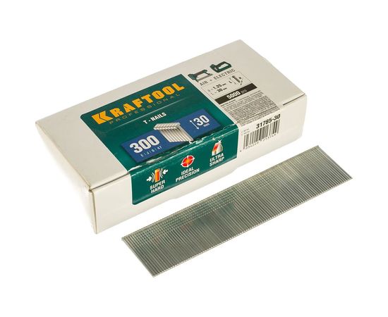 Гвозди для нейлера Kraftool из закаленной проволоки тип 300 30 мм 31785-30 – изображение 5