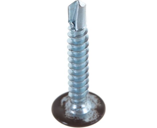 Саморезы с пресс-шайбой Госкреп со сверлом 4,2х25мм коричневые RAL8017 20 шт., подвес 1-0017530 – изображение 2