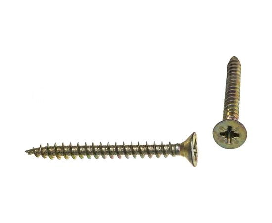 Универсальные шурупы Профикреп жёлтый цинк, 5,0х50 100 шт 111216 – изображение 3