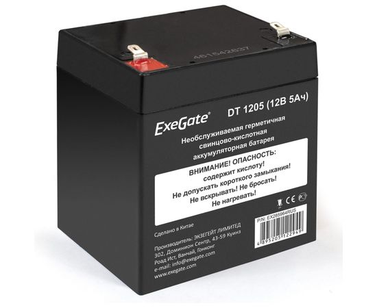 Батарея аккумуляторная АКБ DT 1217 12V 17Ah, клеммы F3 болт М5 с гайкой ExeGate 285954 