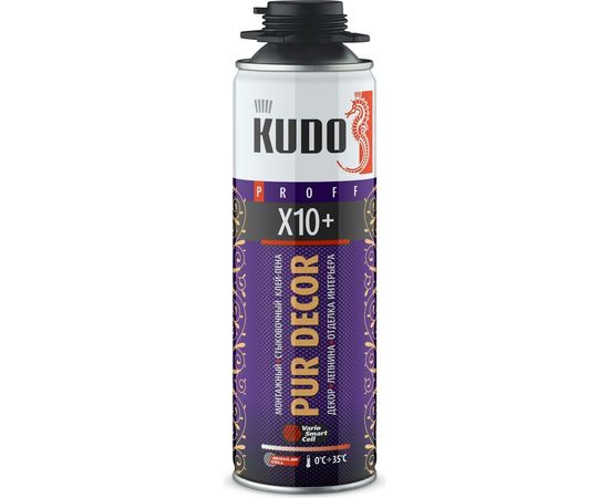 Монтажный и стыковочный клей-пена KUDO PUR DECOR Х10+ 650 мл 11601655 