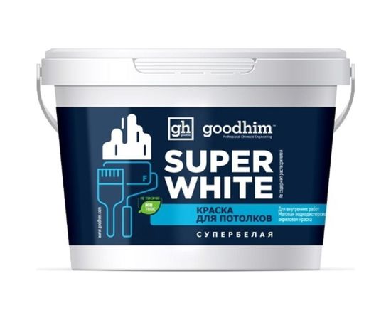 Краска для стен, F+ стандарт, супербелая - 7кг, готовый раствор Goodhim 89205 