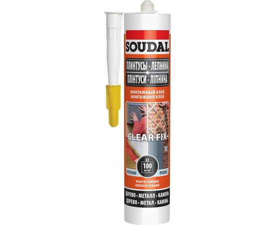 Монтажный клей SOUDAL CLEAR FIX каучуковой, прозрачный 280 мл. 146446 
