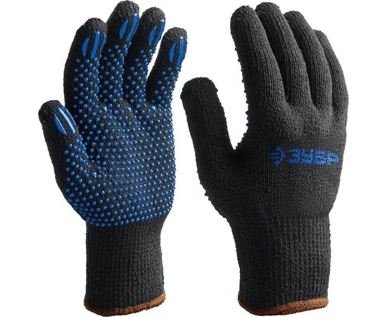 Трикотажные утеплённые перчатки ЗУБР р. L-XL, с ПВХ покрытием (точка), 10 пар 11462-H10 – изображение 2