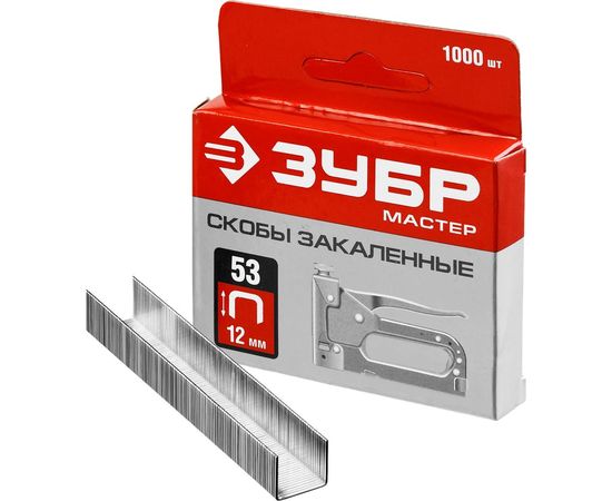 Скобы закаленные тип 53 МАСТЕР (1000 шт; 12 мм) ЗУБР 31625-12 – изображение 4