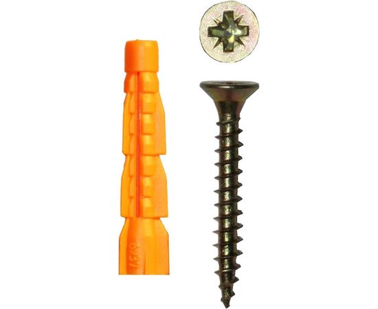 Саморез ШУж Tech-Krep 4,0х50 потайная головка + универсальный дюбель 6х37 16 шт - пакет 112939 