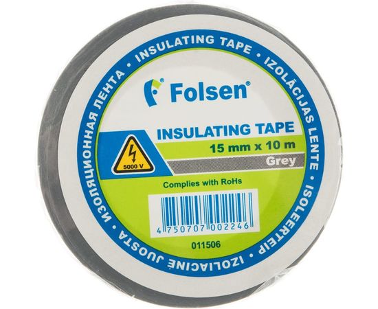 Изоляционная лента Folsen 15ммx10м серая 011506 