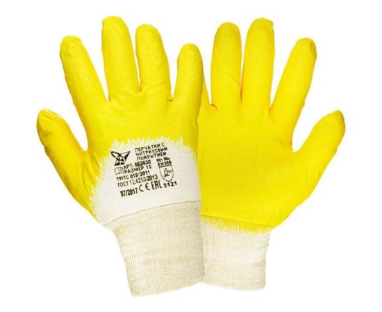 Перчатки с нитриловым покрытием Fort Лайт, желтые, арт. 0516, 501140305 