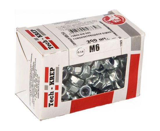 Самоконтрящаяся гайка DIN 985 оцинкованная М6, 200шт - коробка Tech-Krep 105253 – изображение 2