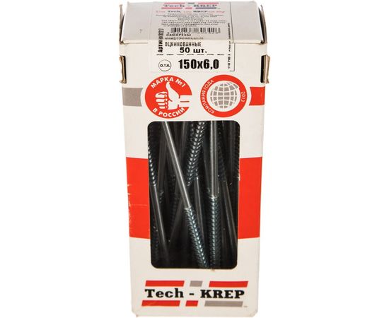 Универсальный саморез Tech-Krep 150х6,0 мм 50 шт оцинкованный, коробка с окном 102217 – изображение 2
