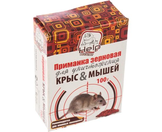 Зерновая приманка для уничтожения КРЫС и МЫШЕЙ 100 г HELP 80262 – изображение 2