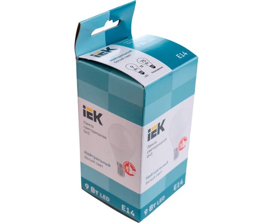 Лампа IEK LED, G45, шар, 9вт, 230В, 4000К, E14 LLE-G45-9-230-40-E14 – изображение 3